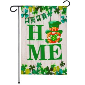 Garden Flag Home St. Patrick's Day Gnome with Green Heart 12x18 inch Blockout Fabric Double Sided