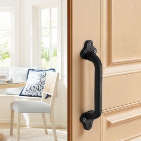Barn Door Handle 9 In Rustic Heavy Duty Carbon Steel Garden Gate Pull Handle (Option: Black)