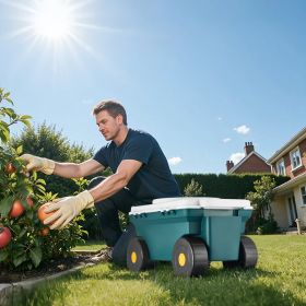 Rolling Garden Cart With Seat 276 Lbs Plastic Garden Scooter Storage Bin & Seat (Option: Green)