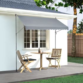 138x47' Patio Awning Retractable Awning Sunshade Shelter With Crank Handle (Option: Grey)