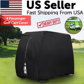 Waterproof Golf Cart Cover Zipper 4 Passenger EZ GO Club Car Elastic Hem (Option: Default title)