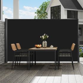 Retractable Side Awning 118' X 71', Retractable Patio Screen Waterproof, Retractable Room Divider Black For Privacy, Garden, Outdoor, Patio And T (Option: Black)