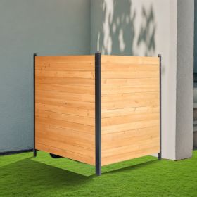 Wooden Privacy Fence 2 Panels Solid Air Conditioner Fence 38' W X 42' L (Option: Natural)