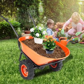 Electric Wheelbarrow Cart, 500W Powered Utility Garden Wagon Dump Cart, 4.5 Cu. Ft. Load & 573 Lbs Capacity With Metal Handle & 16' Track Wheels, (Option: Multicolor)