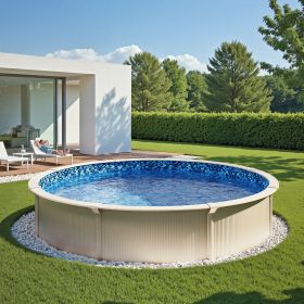 Round Pool Liner 8ft Overlap Style Pool Liner 54in Wall Height Durable (Option: Blue)