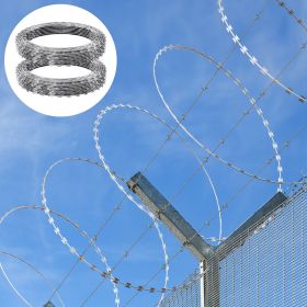 Razor Wires, 98 Ft Razor Barbed Wire, 2 Rolls Razor Wire Fencing Razor Fence, Razor Ribbon Barbed Wire Galvanized Razor Wire Fence, Rolls Razor F (Option: Silver)