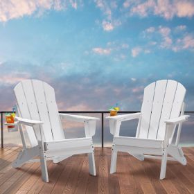 Adirondack Chair Plastic Set Of 2 All-Weather Folding Fire Pit White (Option: White)