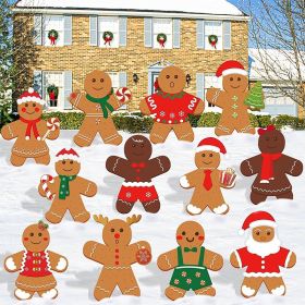 12 Christmas Gingerbread Man Yard Signs (Option: W13254297)