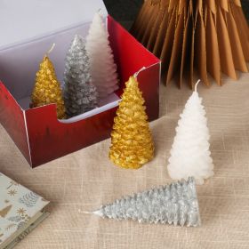 Holiday Luster Candle Box Green, Red & White - 6 Pcs (Option: Multi)