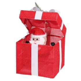 12in Motorized Pop-up Gift Box With Santa, Outdoor Christmas Decorations With Motor & 60 LED Lights, For Xmas Outdoor Holiday Indoor Decor Lighte (Option: Default title)