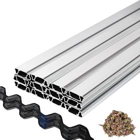 Spring Wire And Lock Channel, 6.56ft Spring Lock & U-Channel Bundle For Greenhouse, 50 Packs PE Coated Spring Wire & Aluminum Alloy Channel, Plas (Option: Silver)