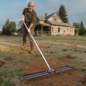 10x48in Lawn Leveling Rake Heavy Duty 83.9in Adjustable Handle For Yard & Garden (Option: Multicolor)