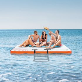 Inflatable Floating Dock, 6 X 5FT Inflatable Dock Platform, Non-Slip Water Floating Dock Mat With Portable Carrying Bag & Detachable Ladder, Floa (Option: Multicolor)