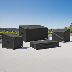 Patio Outdoor Furniture Cover 4-Piece Set 420D Waterproof Table Chair Sofa (Option: Black)