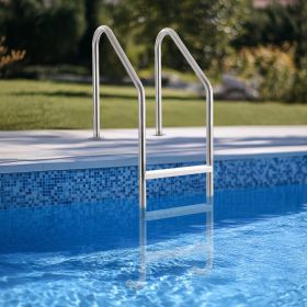 3-Step Stainless Steel Pool Ladder Of 2 Handrails Loads 265 Lb For 48-54 In Pool (Option: Silver)