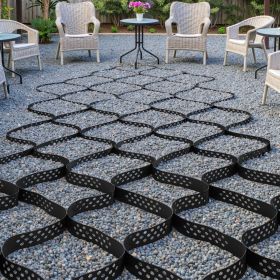 Ground Grid 2-Inch Depth Geocell Grid 32.81x9.84 FT / 10000x3000 Mm For Gravel (Option: Black)
