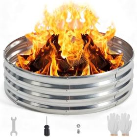 3-foot Circular Fire Ring Pit, Outdoor Fire Pit, Heavy-duty Galvanized Steel 36-inch Foldable, Wood Burning (Option: 3FT)