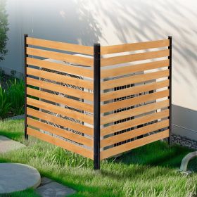Wood Privacy Fence 2 Panels Slatted Air Conditioner Fence 38' W X 42' L (Option: Natural)