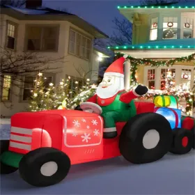 9 Feet Long Inflatable Christmas Decoration (Gingerbread Shop & Santa), Colorful String Lights + LED Bulbs (Option: defaulttitle)