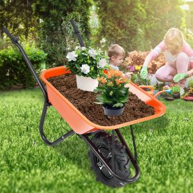 Electric Wheelbarrow Cart, 500W Powered Utility Garden Wagon Dump Cart, 4 Cu. Ft. Load & 330 Lbs Capacity With Metal Handle & 16' Track Wheels, O (Option: Multicolor)