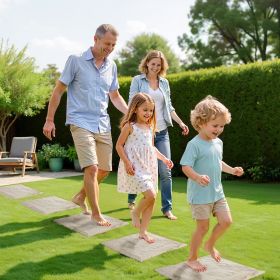 Decorative Stepping Stones With Stakes 16Pcs 15.5x15.5 In Walkway Pavers Beige (Option: Beige)